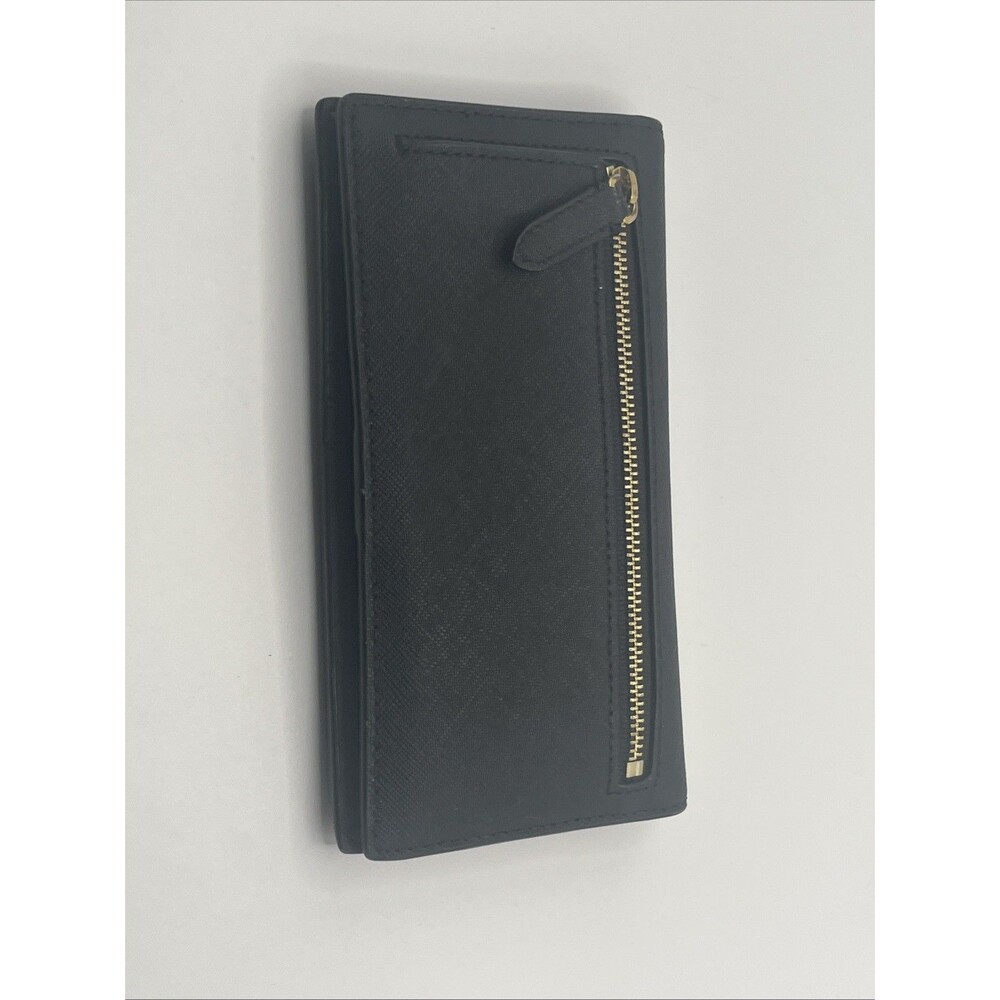 Lauren Ralph Lauren Crosshatch Leather Slim Snapped-Closure Wallet Black Used - Picture 7 of 7